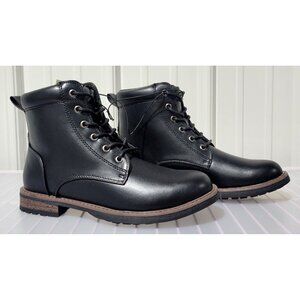 Goodfellow Men's Jeffrey Black Lace Up Faux Leather Combat Boots
